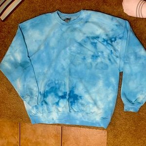 Hand ice dyed crew neck sweatshirt. All items are hand dyed by me.